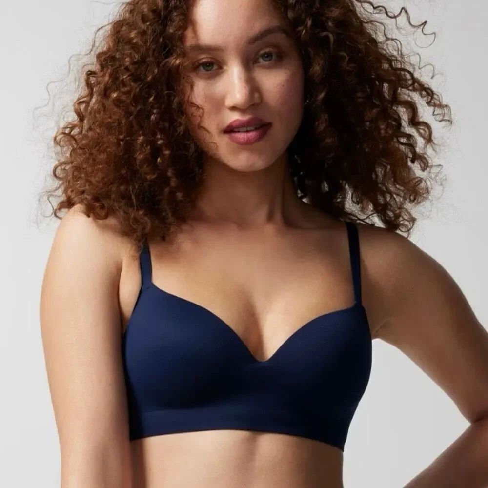 Soma Enbliss 34B Luxe Wireless Bra With Lace Back Navy